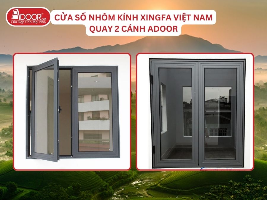Cửa Sổ Mở Quay 2 Cánh Nhôm Kính Xingfa Tại Việt Trì Hệ Việt Nam Adoor