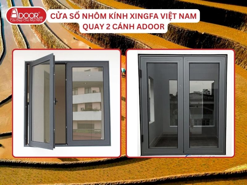Cửa Sổ Mở Quay 2 Cánh Nhôm Kính Xingfa Tại Yên Bái Hệ Việt Nam Adoor