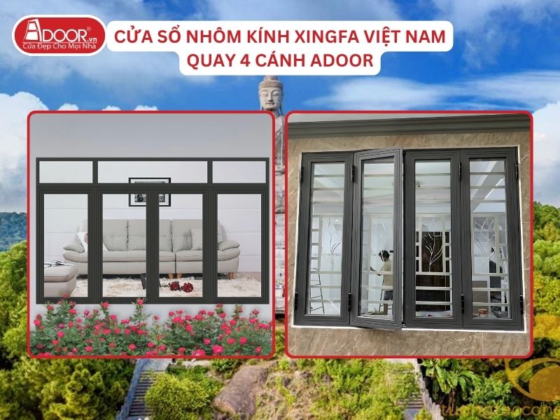 Cửa Sổ Mở Quay 4 Cánh Nhôm Kính Xingfa Tại Bắc Ninh Hệ Việt Nam Adoor Cửa Sổ Mở Quay 4 Cánh Nhôm Kính Xingfa Tại Bắc Ninh Hệ Việt Nam Adoor