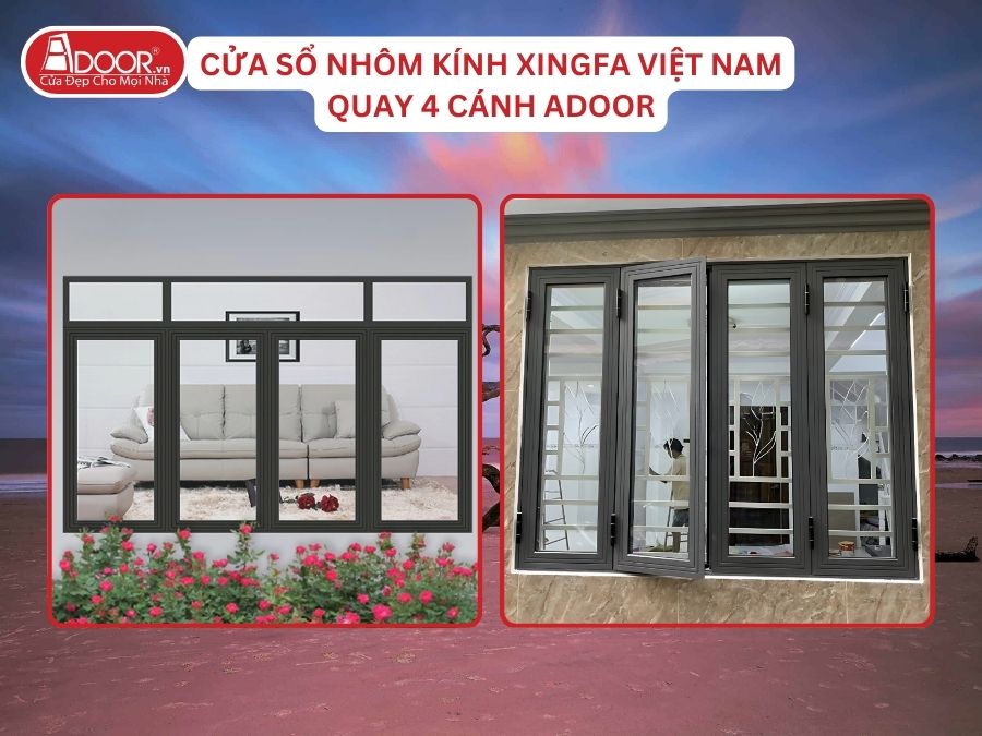Cửa Sổ Mở Quay 4 Cánh Nhôm Kính Xingfa Tại Cẩm Phả Hệ Việt Nam Adoor