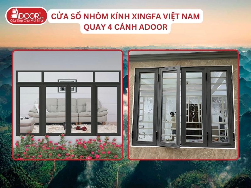 Cửa Sổ Mở Quay 4 Cánh Nhôm Kính Xingfa Tại Cao Bằng Hệ Việt Nam Adoor Cửa Sổ Mở Quay 4 Cánh Nhôm Kính Xingfa Tại Cao Bằng Hệ Việt Nam Adoor