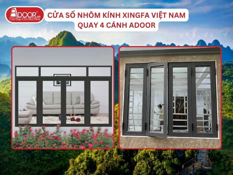 Cửa Sổ Mở Quay 4 Cánh Nhôm Kính Xingfa Tại Hà Nam Hệ Việt Nam Adoor