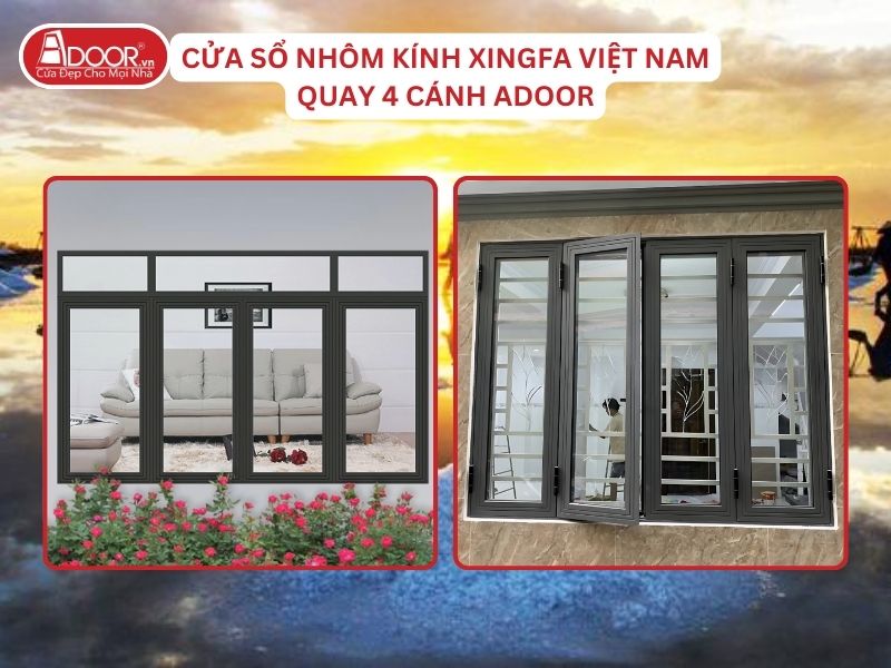 Cửa Sổ Mở Quay 4 Cánh Nhôm Kính Xingfa Tại Nam Định Hệ Việt Nam Adoor