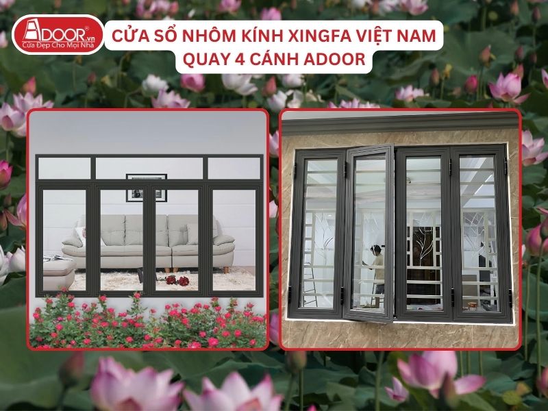Cửa Sổ Mở Quay 4 Cánh Nhôm Kính Xingfa Tại Thái Bình Hệ Việt Nam Adoor