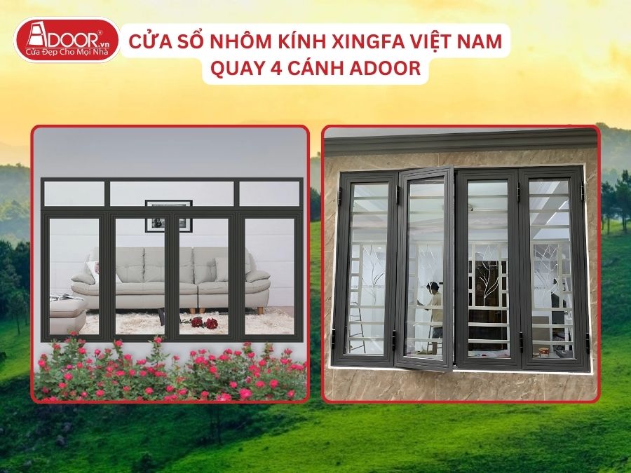 Cửa Sổ Mở Quay 4 Cánh Nhôm Kính Xingfa Tại Uông Bí Hệ Việt Nam Adoor Cửa Sổ Mở Quay 4 Cánh Nhôm Kính Xingfa Tại Uông Bí Hệ Việt Nam Adoor