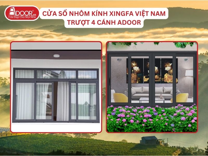 Cửa Sổ Mở Trượt 4 Cánh Nhôm Kính Xingfa Tại Bảo Lộc Hệ Việt Nam Adoor
