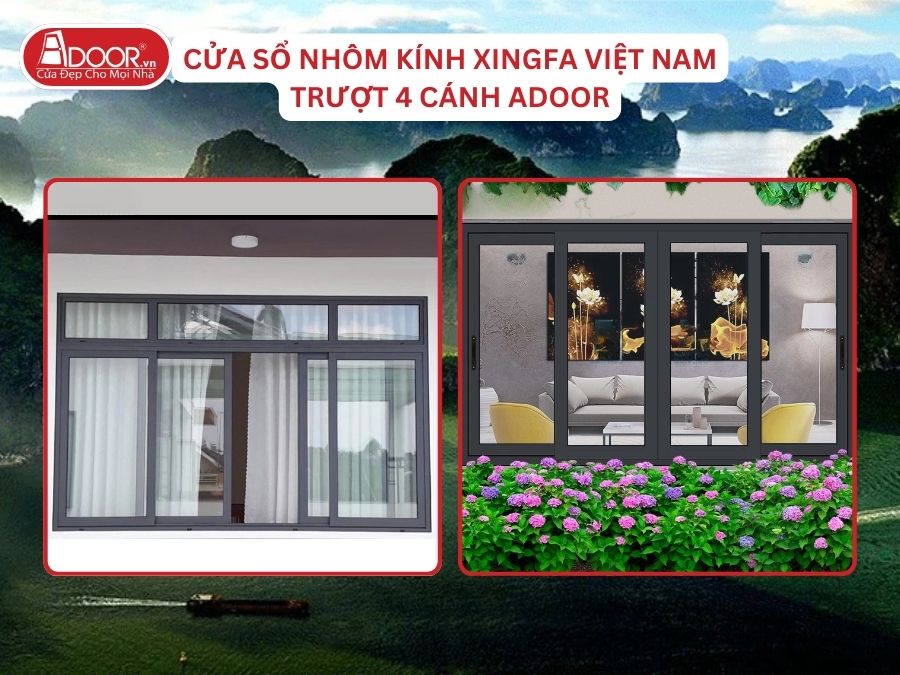 Cửa Sổ Mở Trượt 4 Cánh Nhôm Kính Xingfa Tại Hạ Long Hệ Việt Nam Adoor Cửa Sổ Mở Trượt 4 Cánh Nhôm Kính Xingfa Tại Hạ Long Hệ Việt Nam Adoor
