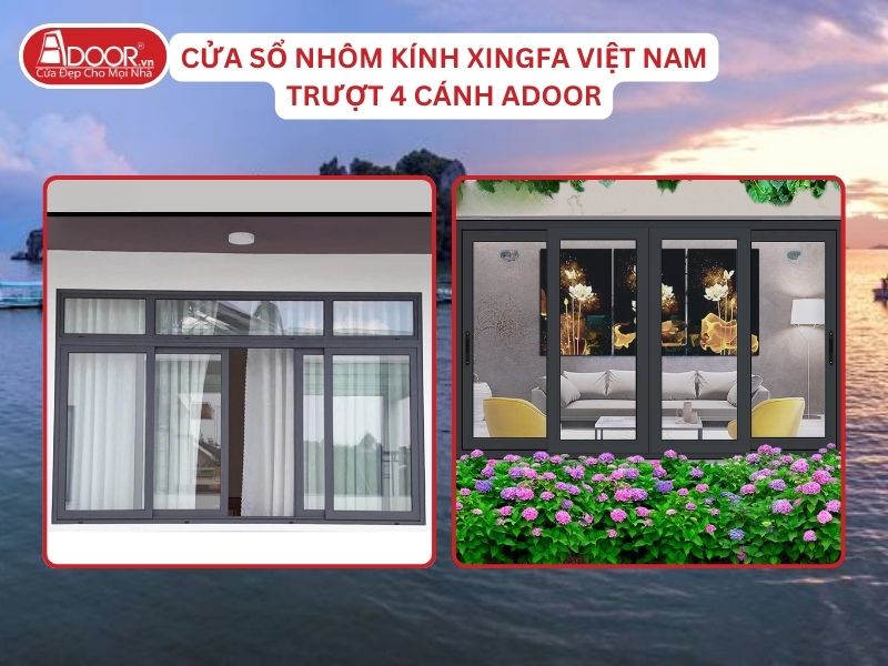 Cửa Sổ Mở Trượt 4 Cánh Nhôm Kính Xingfa Tại Hà Tiên Hệ Việt Nam Adoor Cửa Sổ Mở Trượt 4 Cánh Nhôm Kính Xingfa Tại Hà Tiên Hệ Việt Nam Adoor