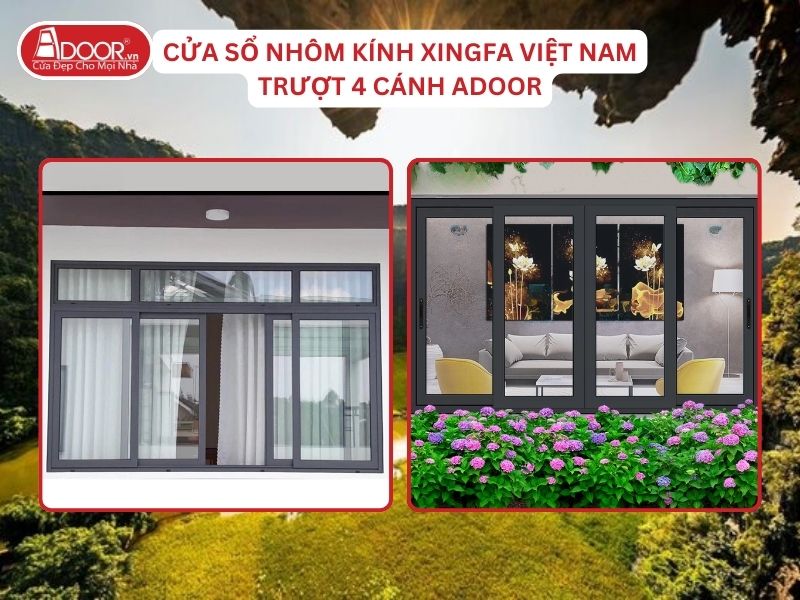 Cửa Sổ Mở Trượt 4 Cánh Nhôm Kính Xingfa Tại Hoa Lư Hệ Việt Nam Adoor