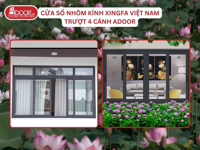 Cửa Sổ Mở Trượt 4 Cánh Nhôm Kính Xingfa Tại Thái Bình Hệ Việt Nam Adoor