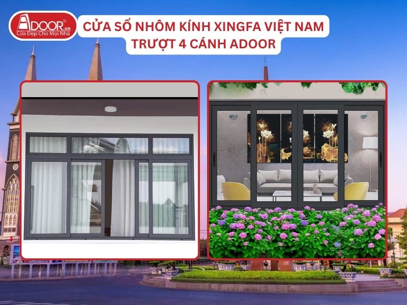 Cửa Sổ Mở Trượt 4 Cánh Nhôm Kính Xingfa Tại Thuận An Hệ Việt Nam Adoor