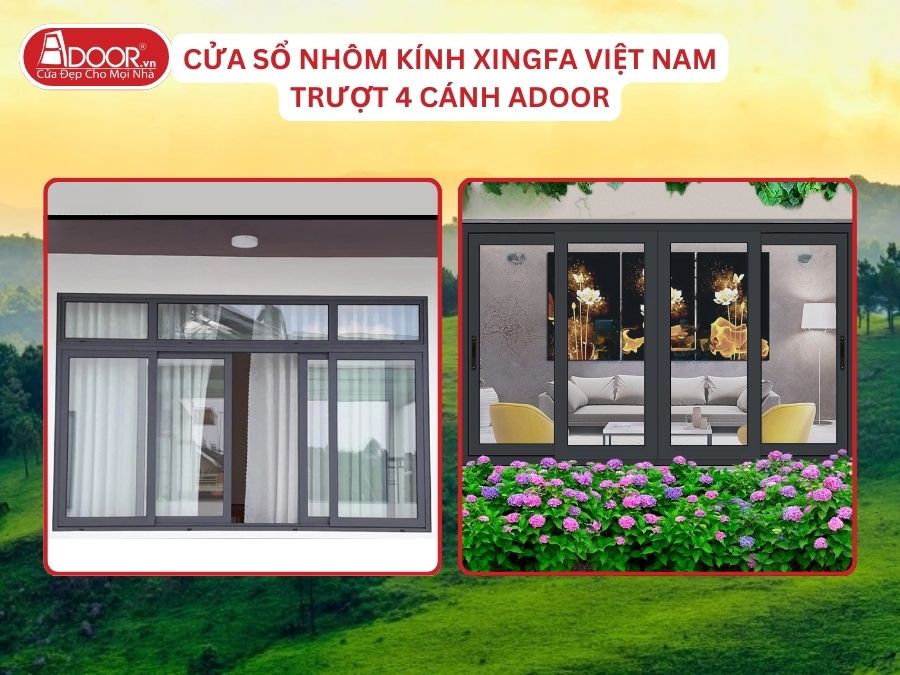 Cửa Sổ Mở Trượt 4 Cánh Nhôm Kính Xingfa Tại Uông Bí Hệ Việt Nam Adoor Cửa Sổ Mở Trượt 4 Cánh Nhôm Kính Xingfa Tại Uông Bí Hệ Việt Nam Adoor