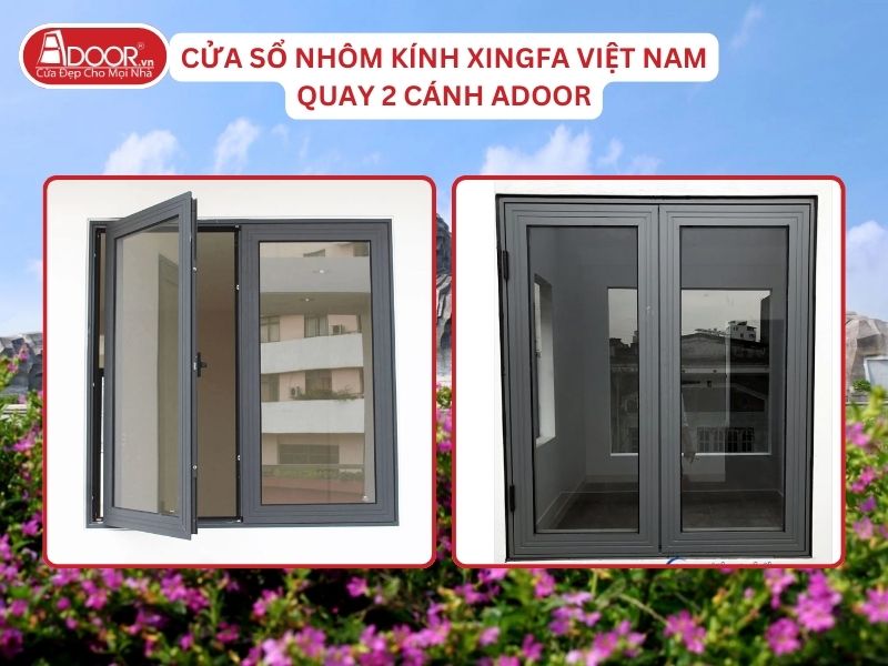 Cửa Sổ Mở Quay 2 Cánh Adoor Nhôm Kính Xingfa Tại Quảng Nam Nhôm Việt Nam