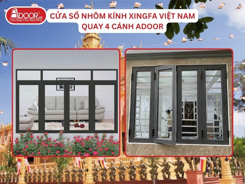 Cửa Sổ Mở Quay 4 Cánh Adoor Nhôm Kính Xingfa Tại Trà Vinh Nhôm Việt Nam Cửa Sổ Mở Quay 4 Cánh Adoor Nhôm Kính Xingfa Tại Trà Vinh Nhôm Việt Nam