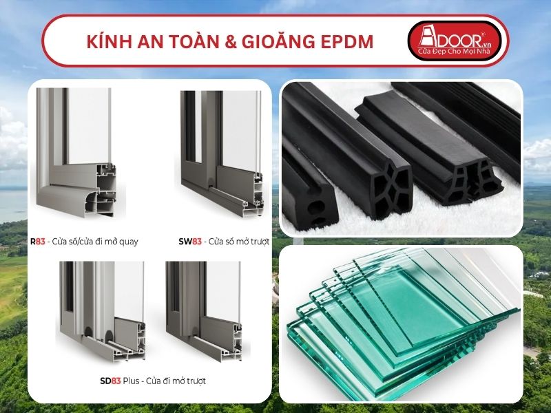 Kính An Toàn Và Gioăng EPDM Kín Khít Đi Kèm Cửa Nhôm Kính MaxPro Adoor Tại Biên Hòa