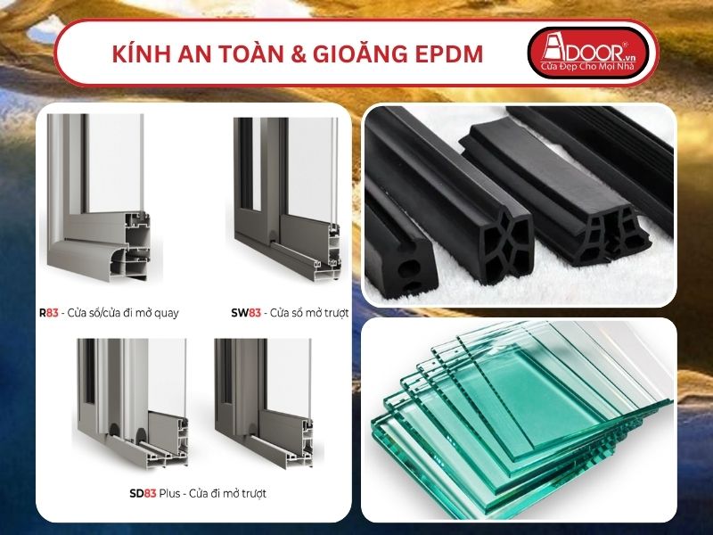 Kính An Toàn Và Gioăng EPDM Kín Khít Đi Kèm Cửa Nhôm Kính MaxPro Adoor Tại Huế