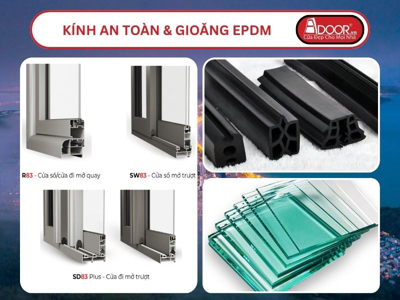 Kính An Toàn Và Gioăng EPDM Kín Khít Đi Kèm Cửa Nhôm Kính MaxPro Adoor Tại Quy Nhơn