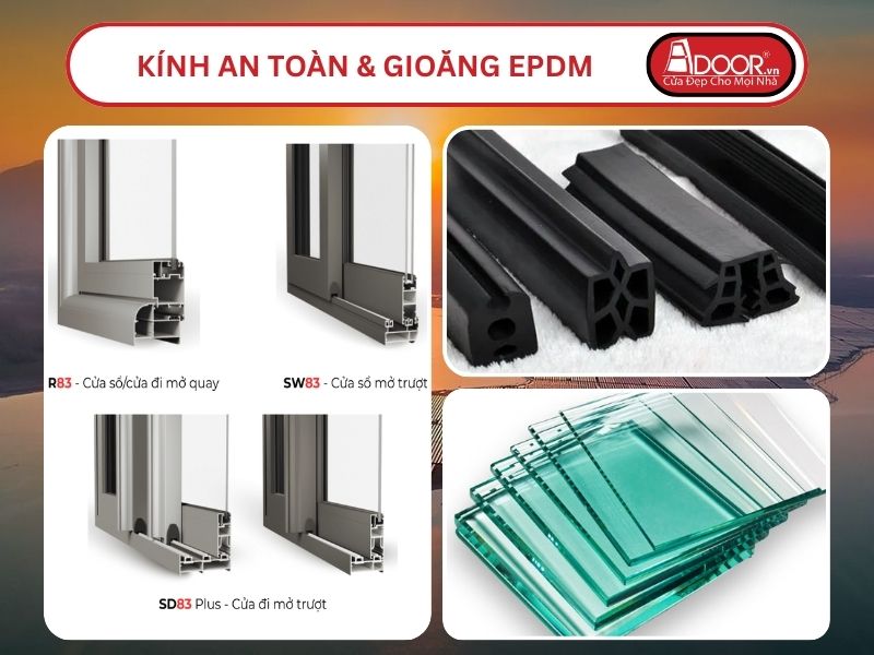 Kính An Toàn Và Gioăng EPDM Kín Khít Đi Kèm Cửa Nhôm Kính MaxPro Adoor Tại Thủ Dầu Một