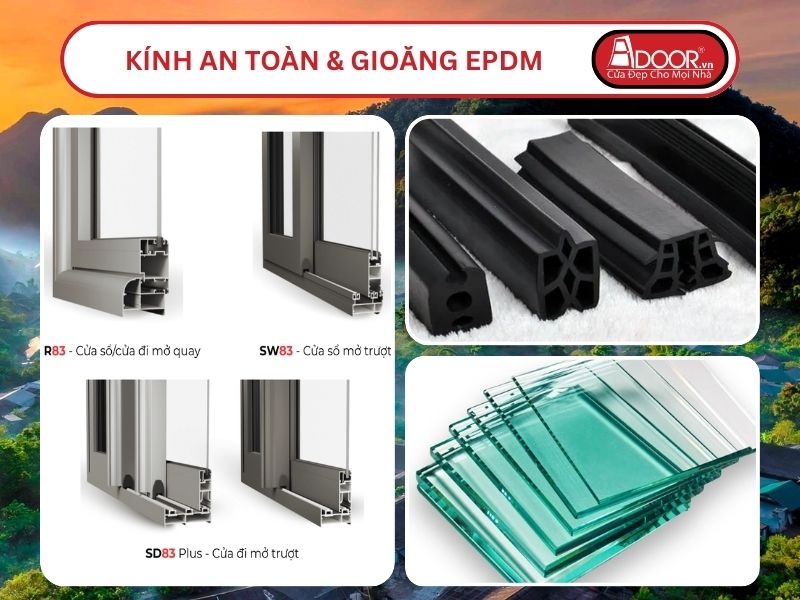 Kính An Toàn Và Gioăng EPDM Kín Khít Đi Kèm Cửa Nhôm Kính MaxPro Adoor Tại Vinh