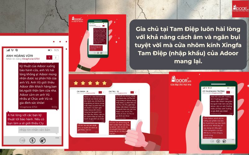 Gia chủ tại Tam Điệp luôn hài lòng với khả năng cách âm và ngăn bụi tuyệt vời mà cửa nhôm kính Xingfa Tam Điệp (nhập khẩu) của Adoor mang lại.