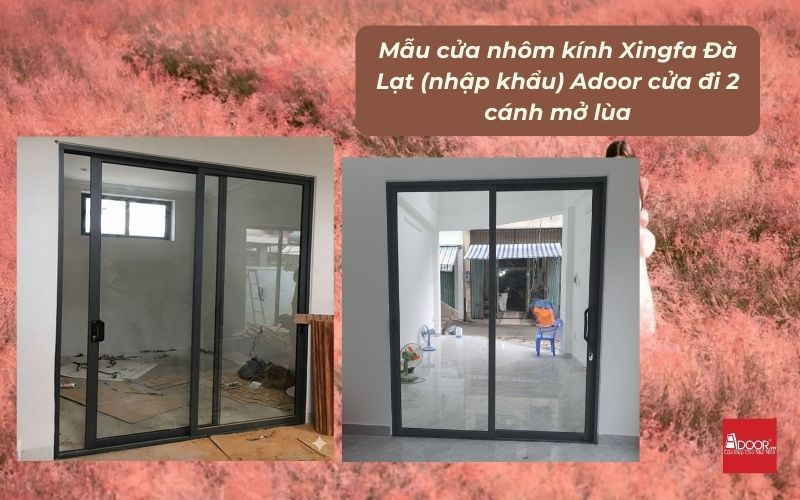 Mẫu cửa nhôm kính Xingfa Đà Lạt (nhập khẩu) Adoor cửa đi 2 cánh mở lùa