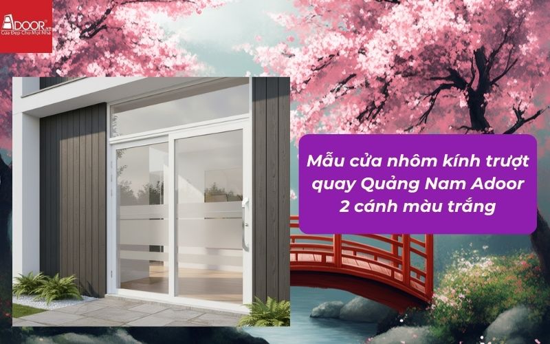 Mẫu cửa nhôm kính trượt quay Quảng Nam Adoor 2 cánh màu trắng