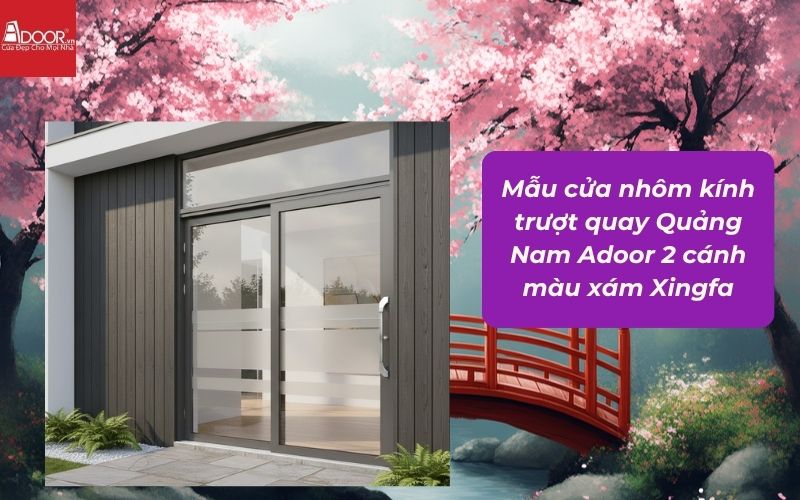 Mẫu cửa nhôm kính trượt quay Quảng Nam Adoor 2 cánh màu trắng