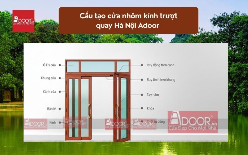 Cấu tạo cửa nhôm kính trượt quay Hà Nội Adoor 01