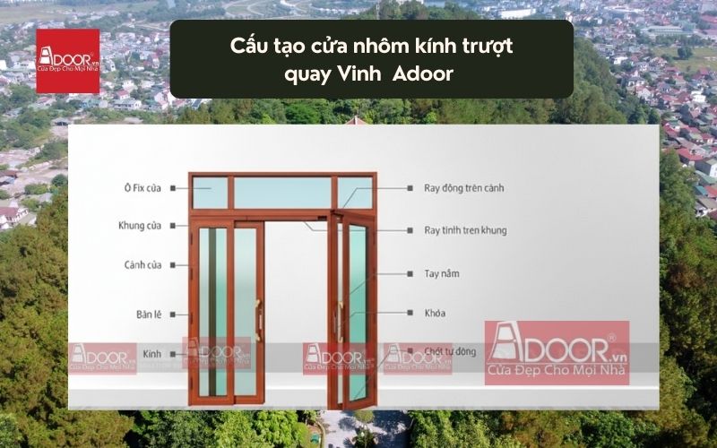 Cấu tạo cửa nhôm kính trượt quay Vinh Adoor 01