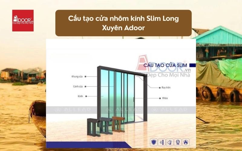 Cấu tạo cửa nhôm kính Slim Long Xuyên Adoor 01