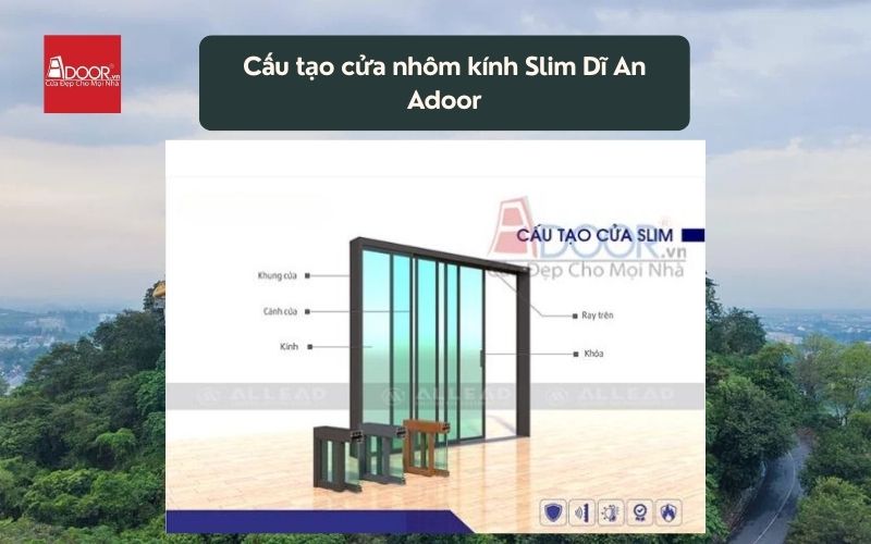 Cấu tạo cửa nhôm kính Slim Dĩ An Adoor 01