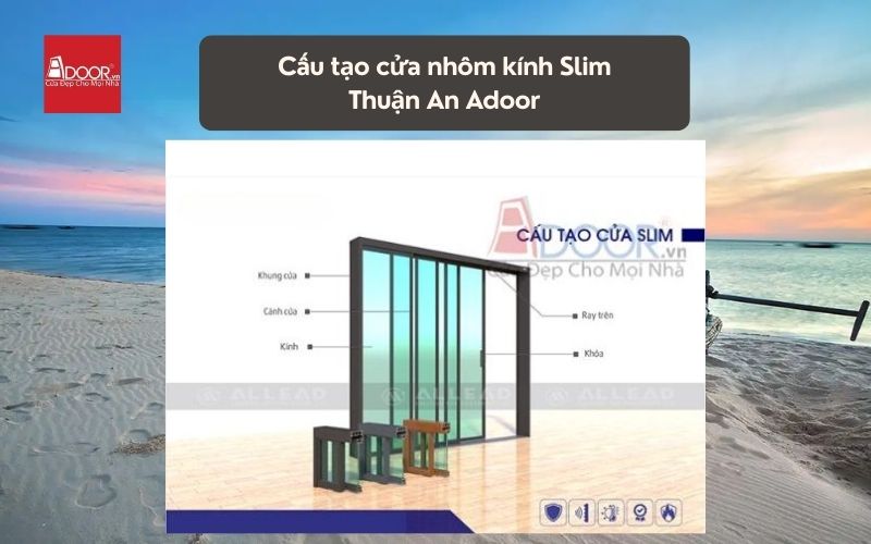 Cấu tạo cửa nhôm kính Slim Thuận An Adoor 01