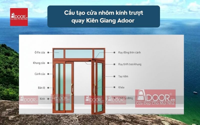 Cấu tạo cửa nhôm kính trượt quay Kiên Giang Adoor 01