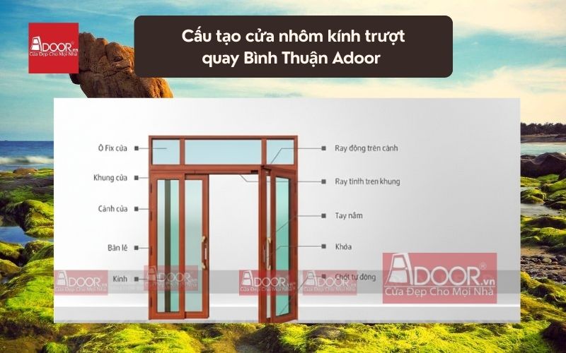 Cấu tạo cửa nhôm kính trượt quay Bình Thuận Adoor 01