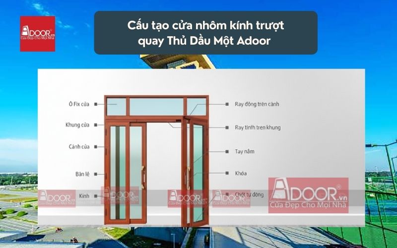 Cấu tạo cửa nhôm kính trượt quay Thủ Dầu Một Adoor 01