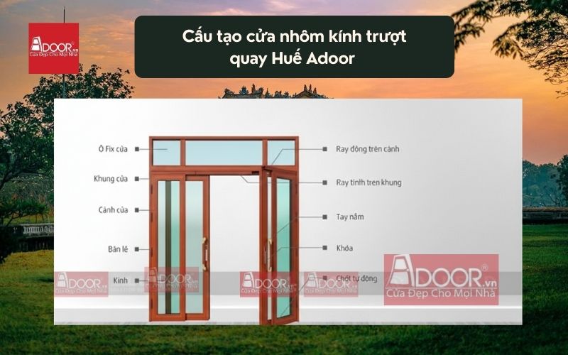 Cấu tạo cửa nhôm kính trượt quay Huế Adoor 01