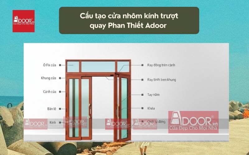 Cấu tạo cửa nhôm kính trượt quay Phan Thiết Adoor 01