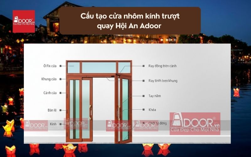 Cấu tạo cửa nhôm kính trượt quay Hội An Adoor 01