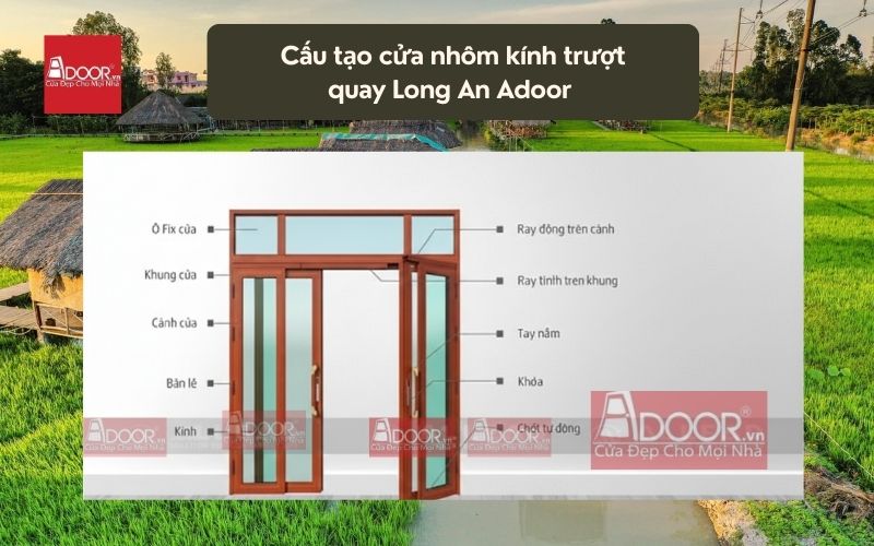 Cấu tạo cửa nhôm kính trượt quay Long An Adoor 01 Cấu tạo cửa nhôm kính trượt quay Long An Adoor 01