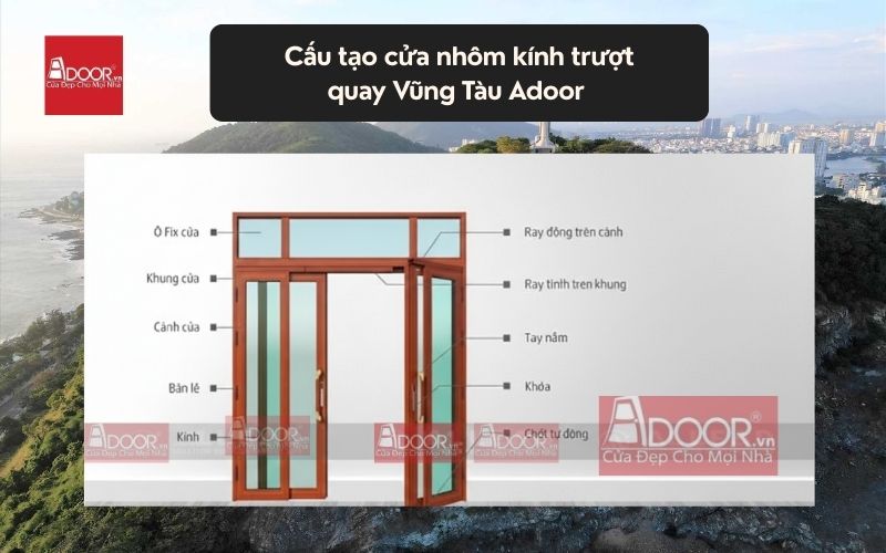 Cấu tạo cửa nhôm kính trượt quay Vũng Tàu Adoor 01