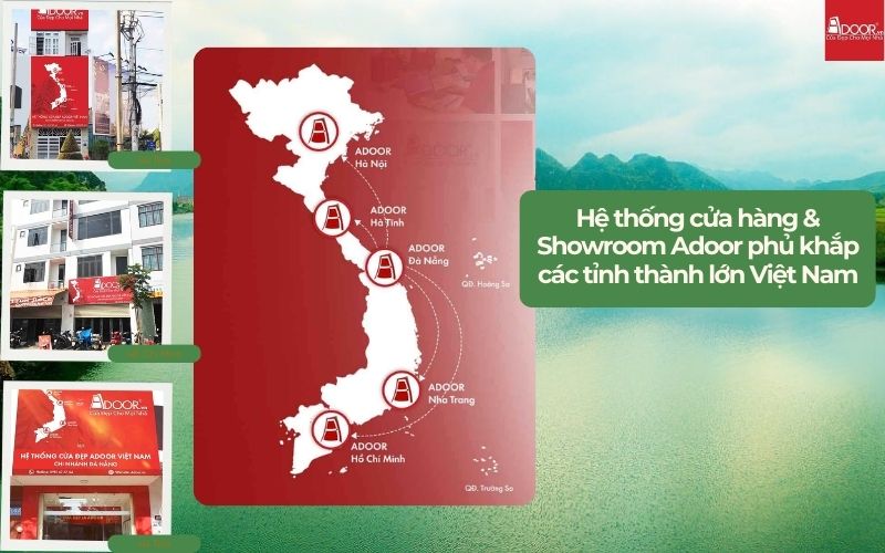Hệ thống phân phối cửa nhôm kính trượt quay Hà Tĩnh của Adoor