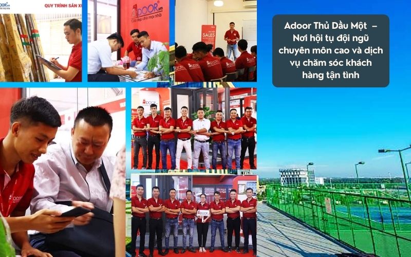 Đội ngũ nhân sự Adoor với cửa nhôm kính trượt quay Thủ Dầu Một