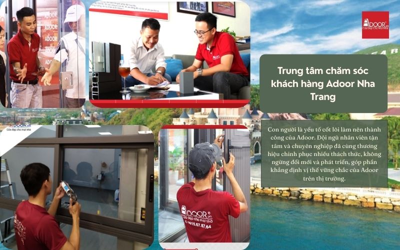 Adoor duy trì chế độ hậu mãi tận tâm, sẵn sàng hỗ trợ kỹ thuật nhanh chóng cho mọi hệ thống cửa nhôm kính Slim Nha Trang