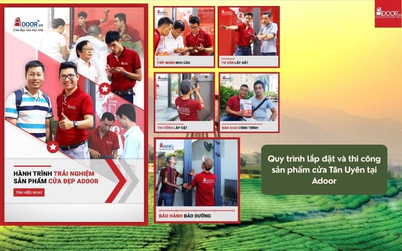 Quy trình sản xuất và lắp đặt cửa nhôm kính Slim Tân Uyên của Adoor