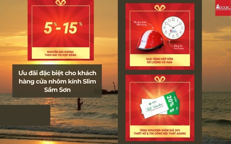 Ưu đãi khuyến mãi cửa nhôm kính Slim Sầm Sơn Adoor
