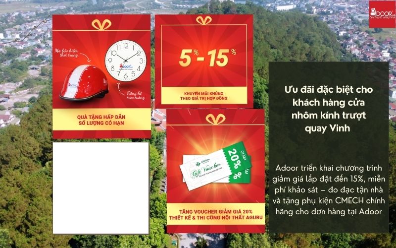 Ưu đãi khuyến mãi cửa nhôm kính trượt quay Vinh từ Adoor