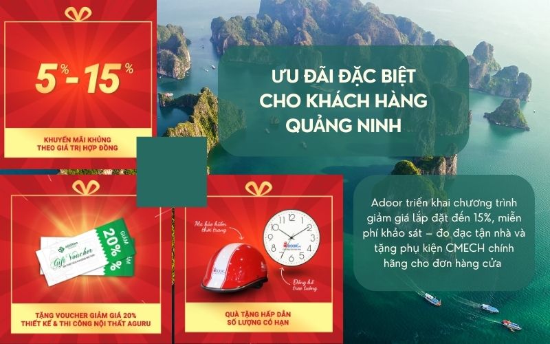 Ưu đãi hấp dẫn và chế độ hậu mãi "vàng" khi lắp cửa nhôm kính Slim Quảng Ninh tại Adoor
