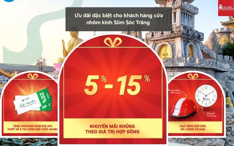 Ưu đãi khuyến mãi Adoor cho cửa nhôm kính Slim Sóc Trăng: tiết kiệm “Sóc Trăng nhất” khi làm cửa