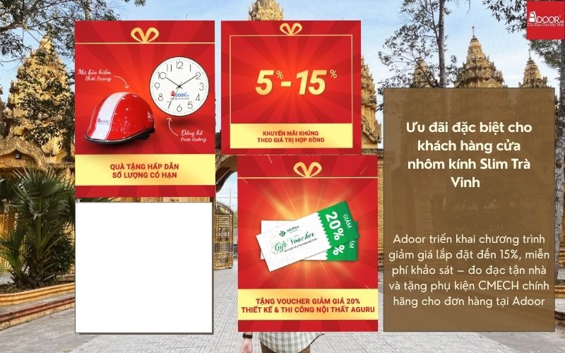 Rinh ngay ưu đãi khủng khi lắp đặt cửa nhôm kính Slim Trà Vinh thương hiệu Adoor