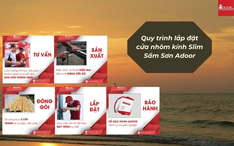 Quy trình sản xuất và lắp đặt cửa nhôm kính Slim Sầm Sơn Adoor